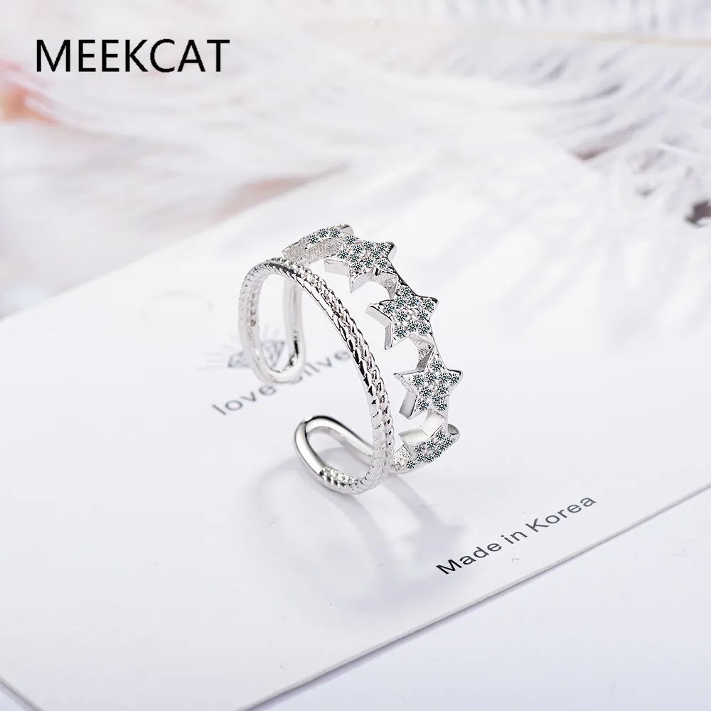 Романтические кольца MEEKCAT с мозаикой из циркония звезда двойная строка женское