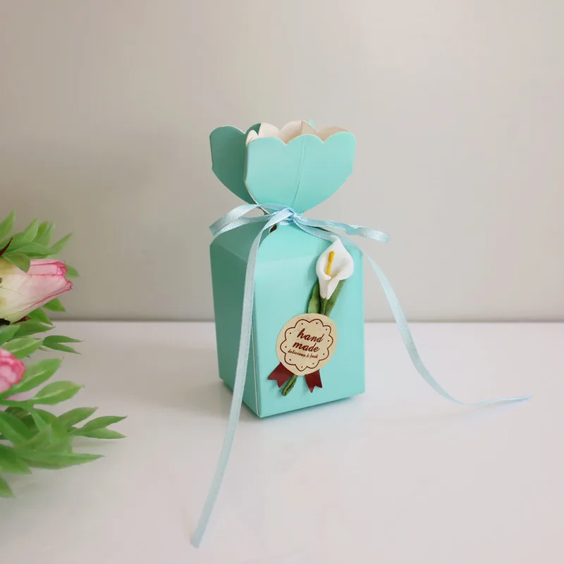 100 шт ваза стиль розовый/синий Сделай Сам Свадебные Сувениры Коробка для конфет с