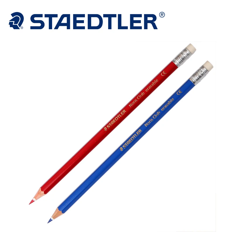 Деревянные цветные карандаши STAEDTLER синие красные стираемые офисные и
