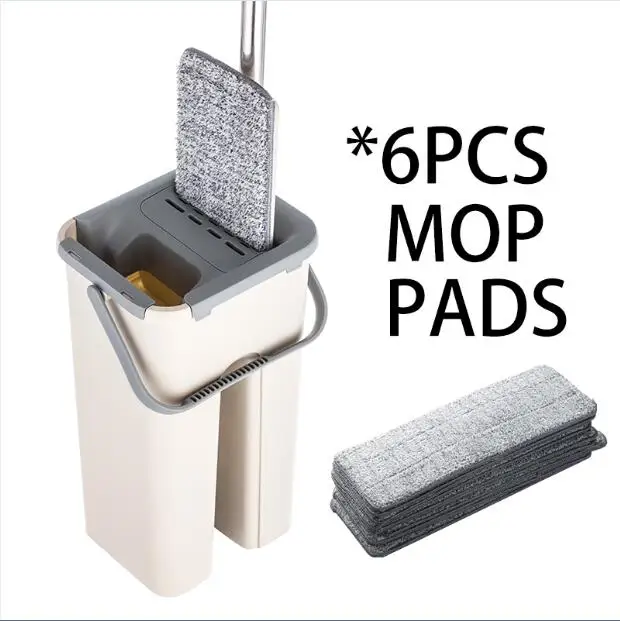 6pcs mop cloth Швабра и ведро для мытья пола без рук - Цвет: 6pcs mop cloth