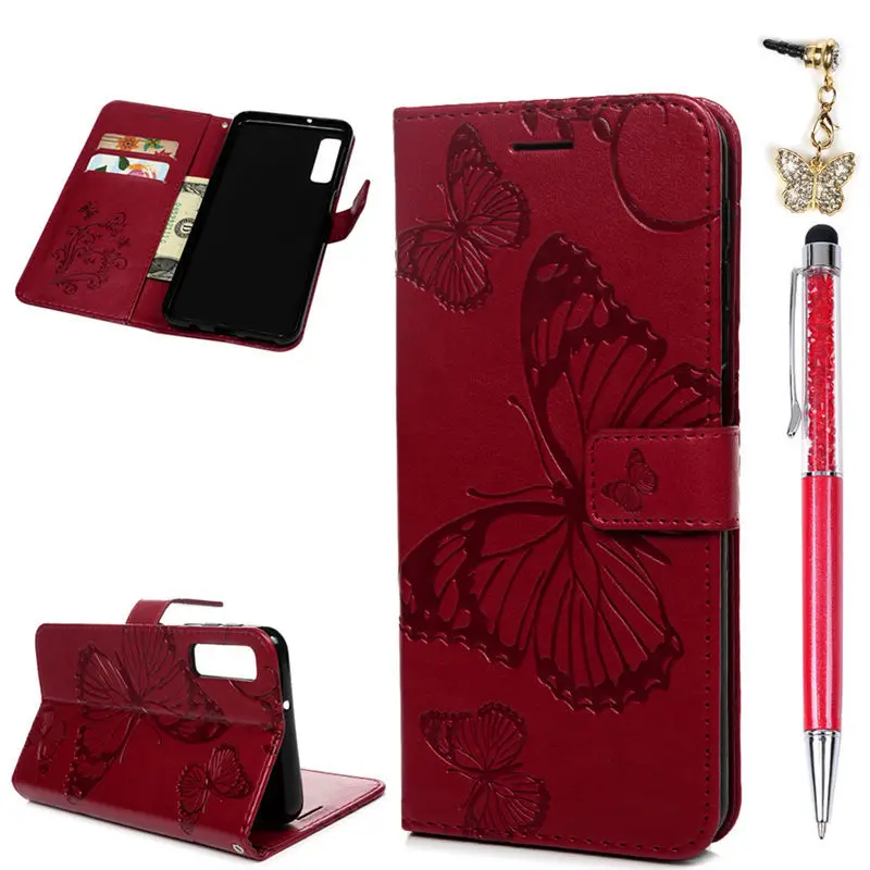 Wallet Leather Flip Phone Cases For Samsung Galaxy A7 2018 Cover Capa Coque Butterfly Pattern Card Holder | Мобильные телефоны и