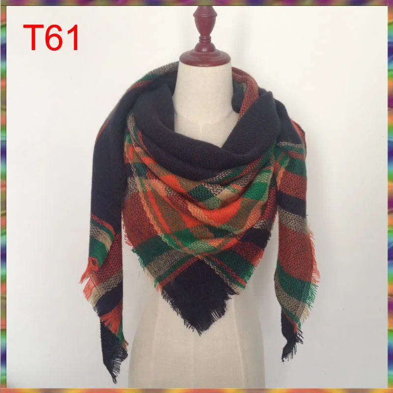 Женский шарф Високого качества в тартановую клетку, треугольная стола, уютное одеяло в клетку, оверсайз оберег, платье зимой.