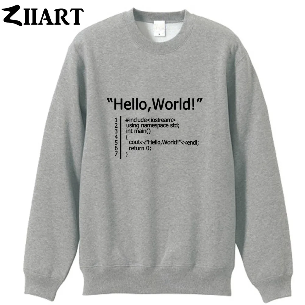 Мужская хлопковая флисовая Толстовка hello world C ++ с надписью With namespace std | одежда