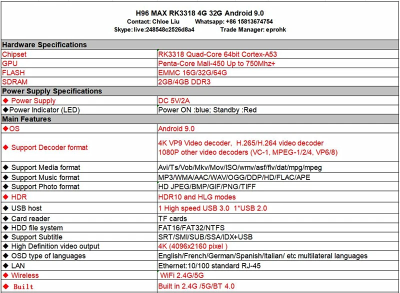 Android 9,0 H96 MAX Rockchip RK3318 ТВ коробка 4K BT4.0 4 Гб ram 32 ГБ rom H96 Max RK3318 телеприставка 2,4G/5G WiFi USB3.0 H96 MAX ТВ коробка