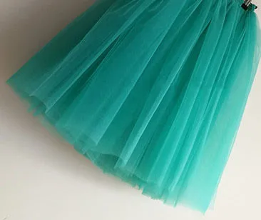 Tiffany Blue Тюлевая юбка, плиссированная юбка-пачка, Женская эластичная юбка, высокая талия, миди, длина до колена, Saia Jupe - Цвет: Tiffany Blue