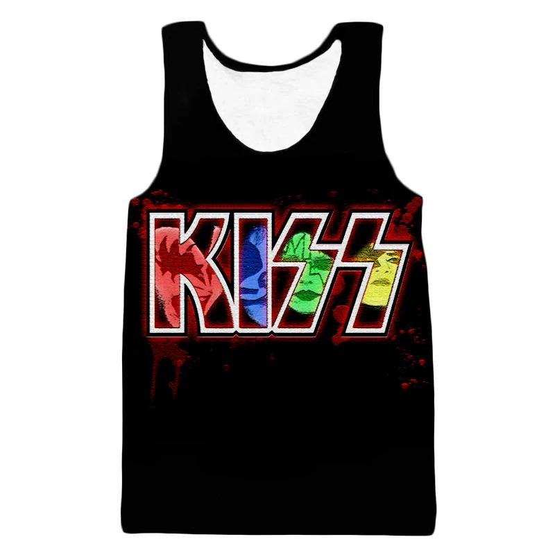YX GIRL дропшиппинг Летний модный мужской жилет с принтом Kiss band 3D принт жилет в стиле хип-хоп Мужская wo Мужская хипстерская майка ZV276