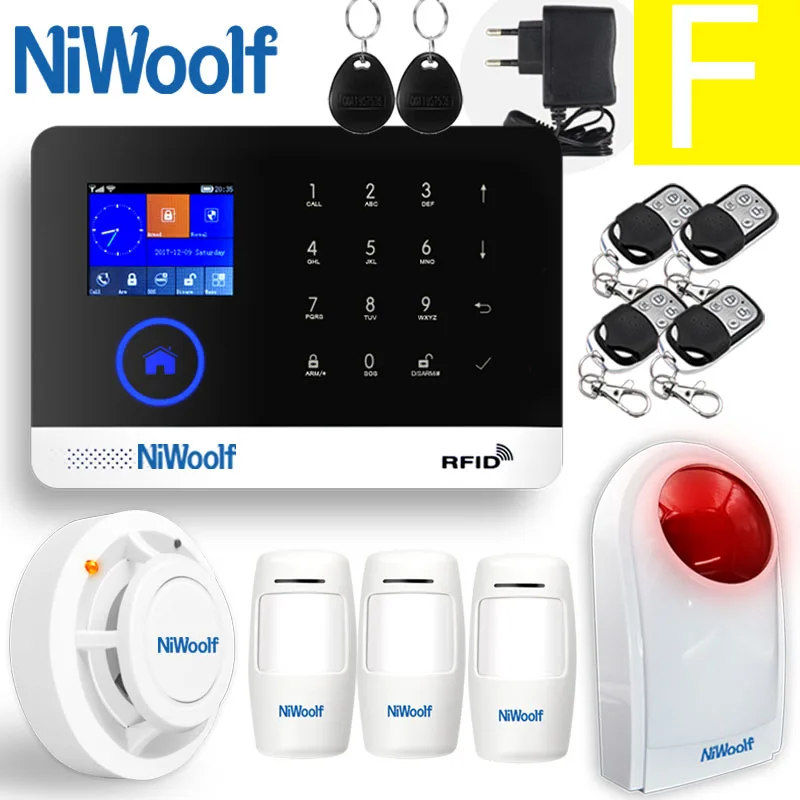 F 433 МГц wifi GSM домашняя охранная сигнализация Android IOS приложение сенсорная клавиатура Английский Русский Испанский Немецкий польский итальянский французский - Цвет: F