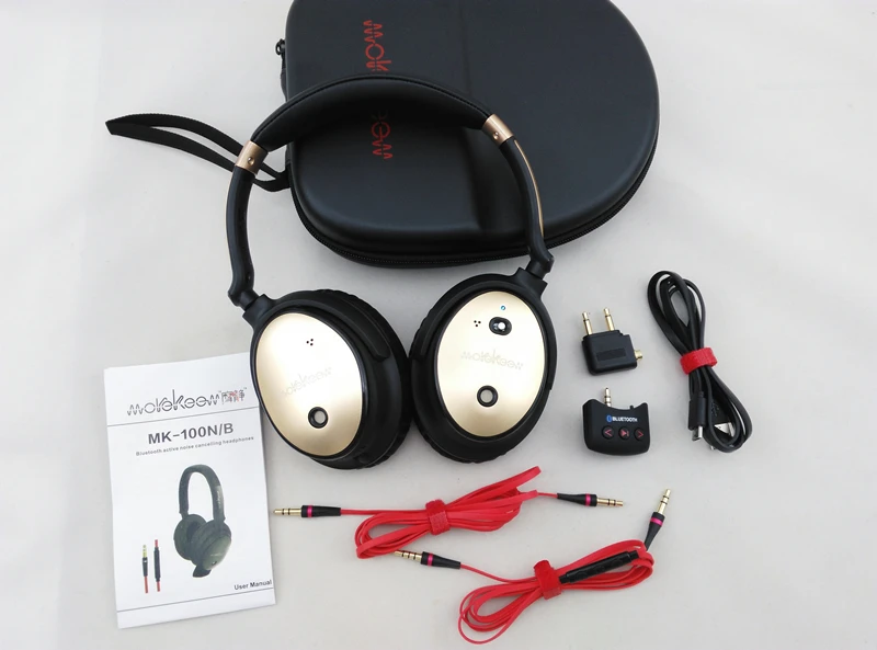 Bluetooth наушники с активным шумоподавлением MK 100NB съемный кабель микрофоном