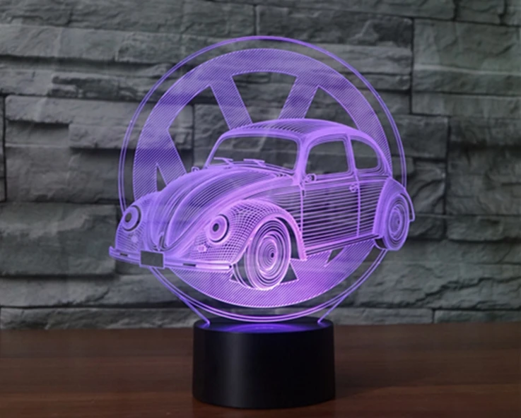 [Seven Neon] Бесплатная доставка акриловый жук 7 цветов настольная лампа 3D новинка
