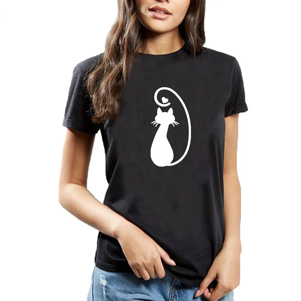 

Женская хлопковая футболка с коротким рукавом и круглым вырезом, свободного покроя