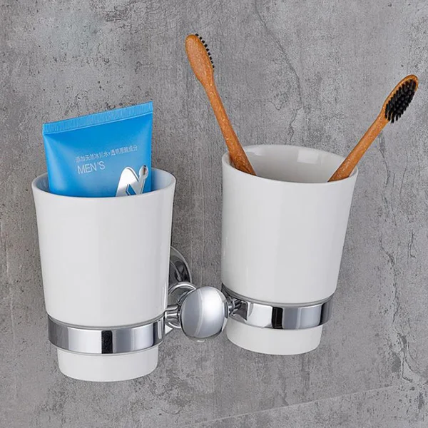 toothbrush cup B Хромированные медные аксессуары для ванной комнаты, вешалки для полотенец, вешалка для полотенец, мыльница, держатель для салфеток, держатель для полотенец, набор аксессуаров - Цвет: toothbrush cup B