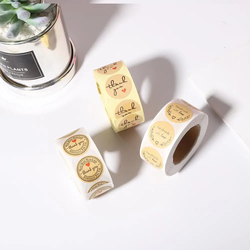 500 шт/рулон спасибо стикер Любовь Сердце Форма мультфильм круглый стикер-ярлык s