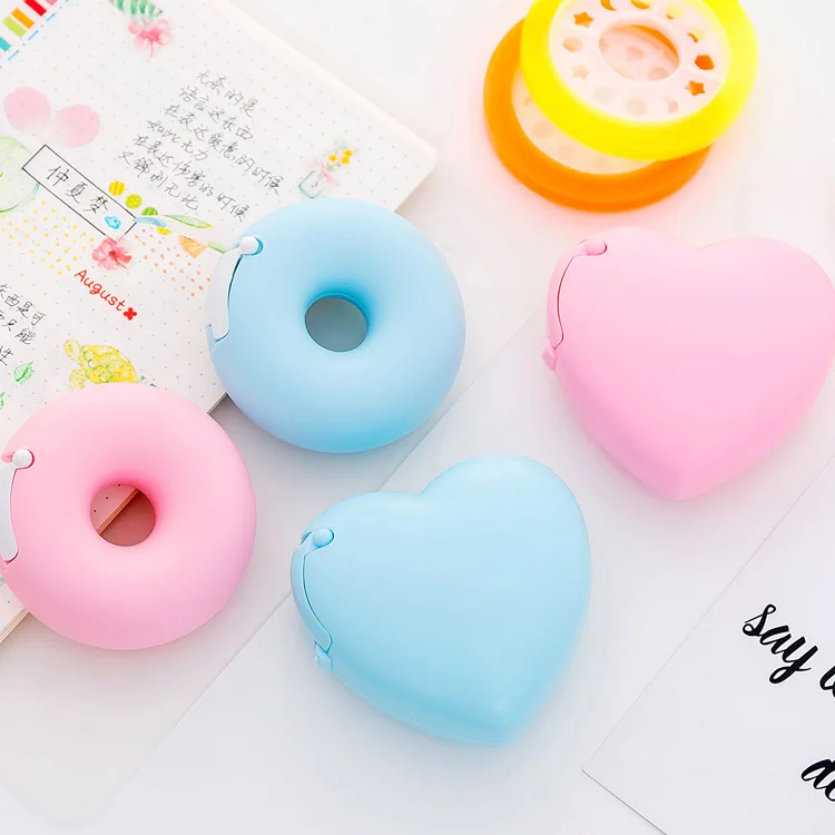 

Creative Cartoon Washi Tape Dispenser Stationery Portable Donut Tape Holder For School Invisible Tape Cutter With Small Tape