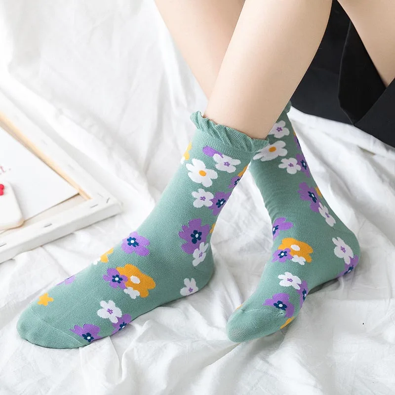 Новые Модные Дизайнерские повседневные носки с цветами пузырьками сбоку