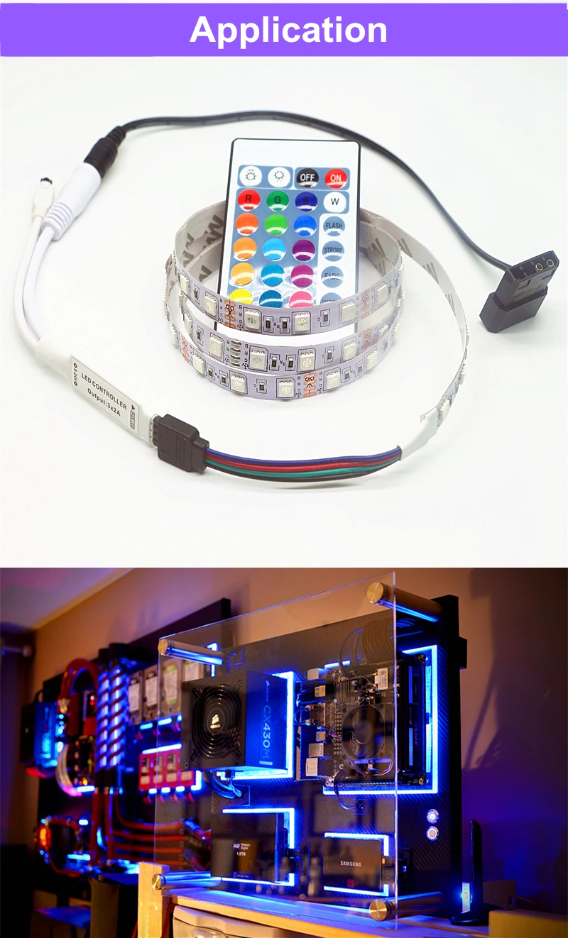 4pin 2P Штекерный разъем для 5 5x2 1-2 мм DC светодиодный DIY Compute PC Case 3528 5050 RGB фоновая