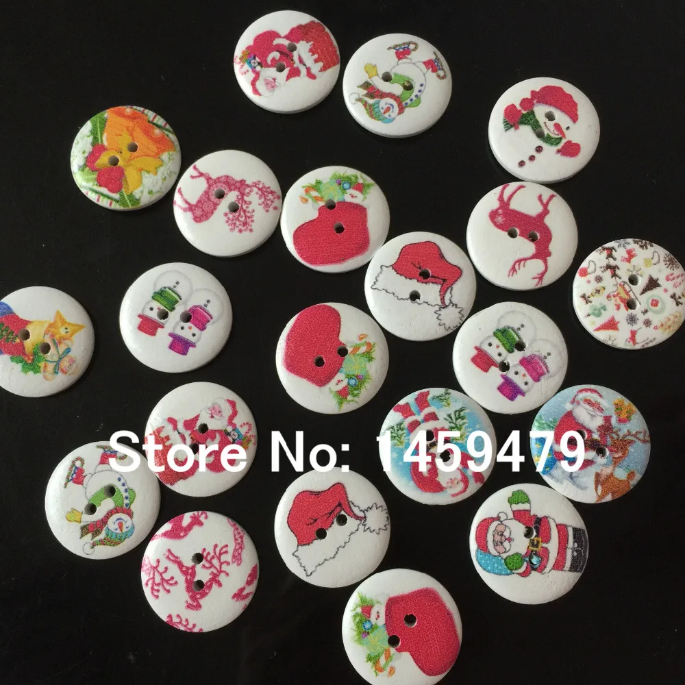 Круглые 30 шт 25 мм Случайные Смешанные ручной работы 2 отверстия деревянные