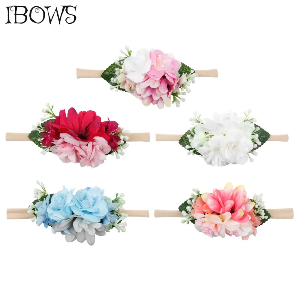 

Hair Accessories Flower Wreath Girls Headband Artificial Floral Garlands Hairband for Wedding Nylon Bands Elastic Headwear