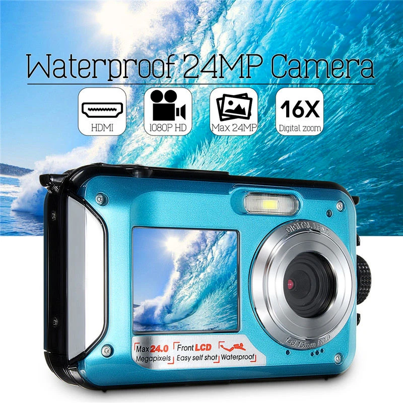 Cewaal 3 цвета 2 7 дюймов цифровая водостойкая камера видеокамера 24MP 16X зум Full HD 1080 P