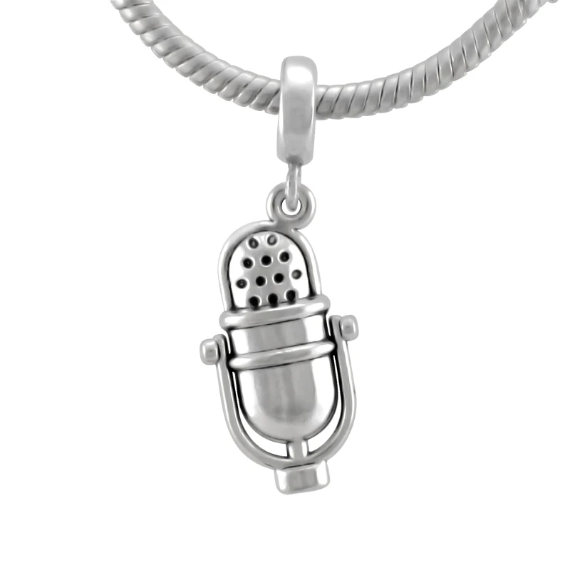 Silver Plated Musical Microphone Charms Pendant Fit Original Pandora Charm Beads Bracelet DIY Fashion Jewelry SPP205 | Украшения и