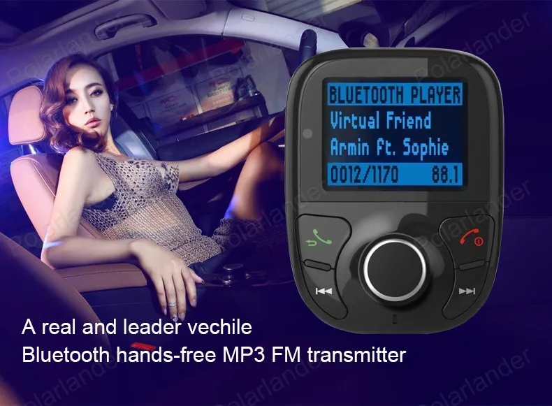Универсальный беспроводной передатчик bluetoothfm Hands free CarMP3 плеер комплект Лидер