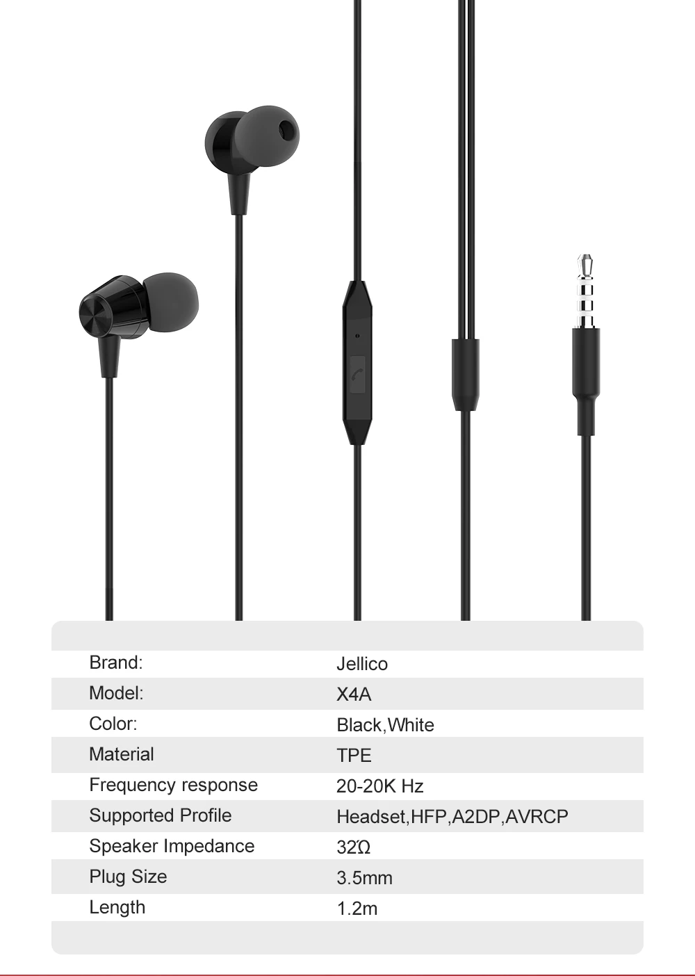 Jellico 3,5 мм 1,2 м наушники-вкладыши для iPhone Hi-Fi стерео проводные наушники для Xiaomi наушники для компьютера бас с микрофоном