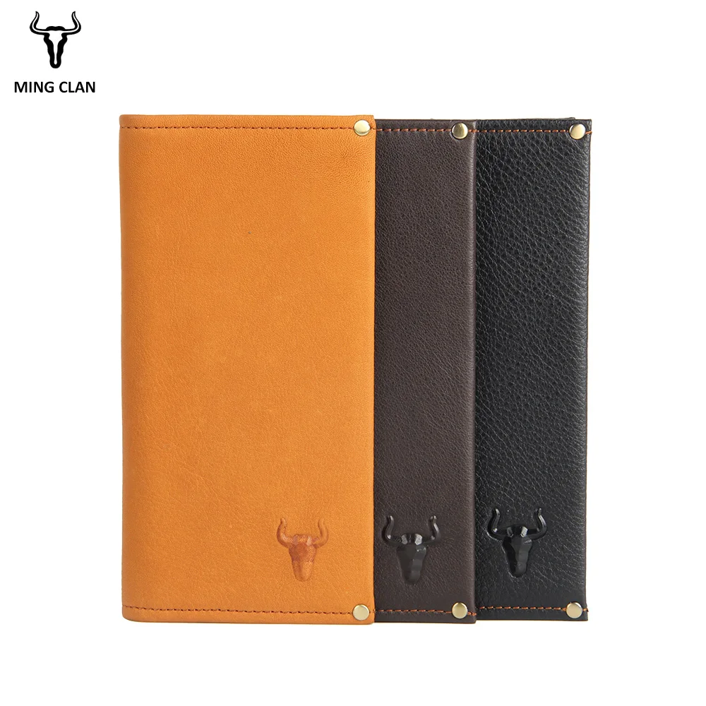 Mingclam Men Women Wallet Genuine Leather Long Clutch Wallet Bifold Purse Slim Fashion Male Wallets Carteira Card Holder Bag