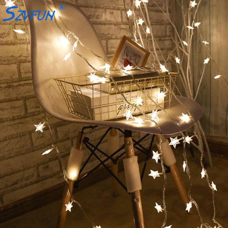 СВЕТОДИОДНАЯ Гирлянда со звездами Сказочная световая цепочка с питанием от