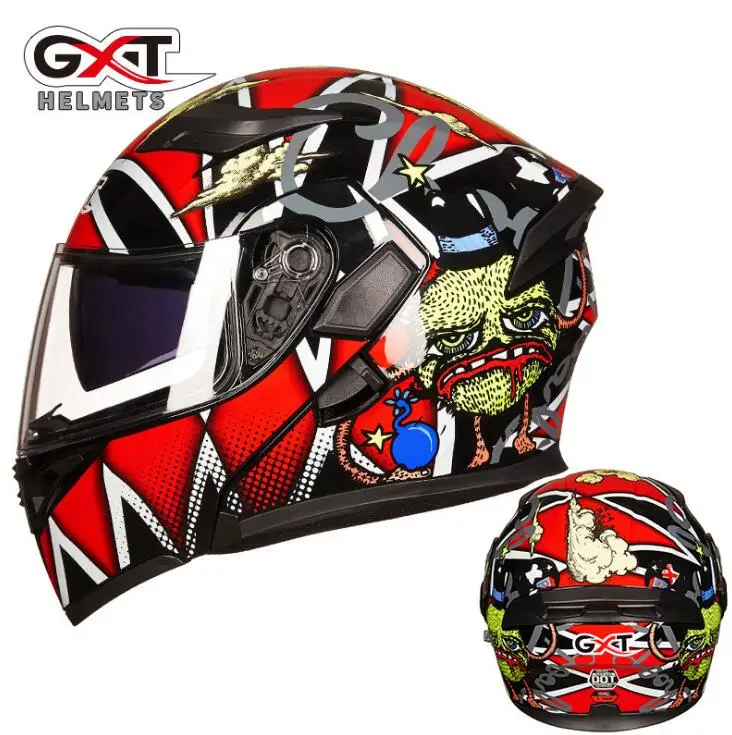 GXT флип мотоциклетный шлем двойная линза полный уход за кожей лица гонки Capacete с