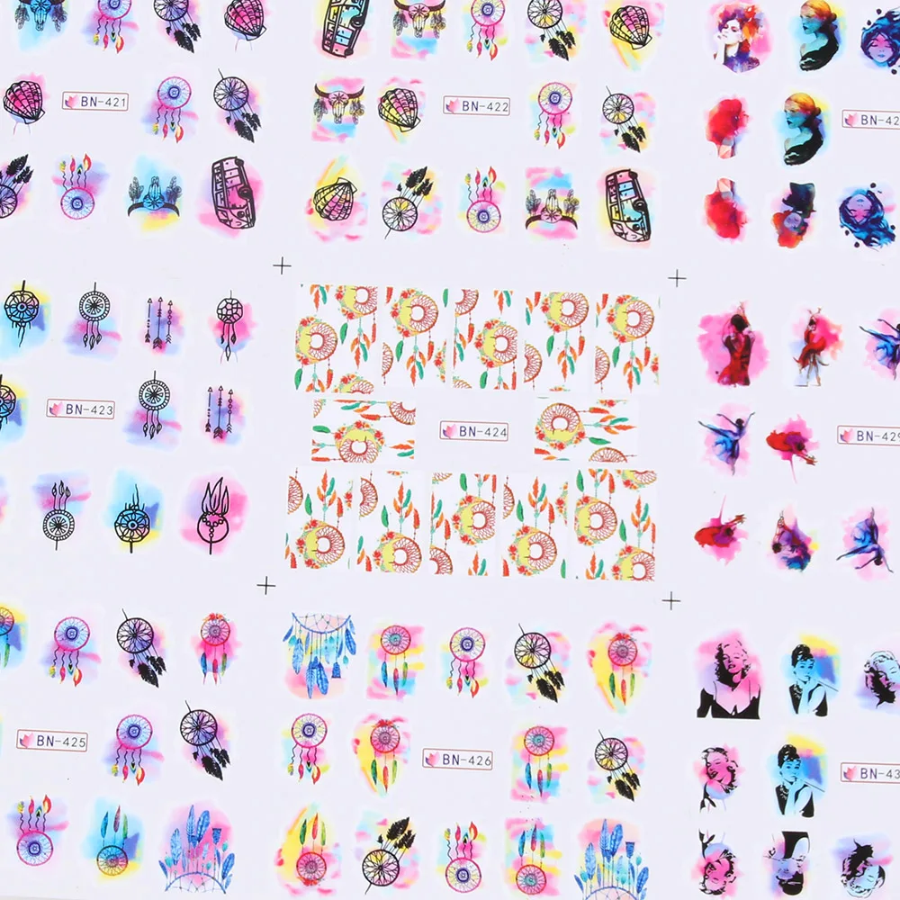 1 набор разноцветных наклеек с изображением животных/цветов/Ловца снов