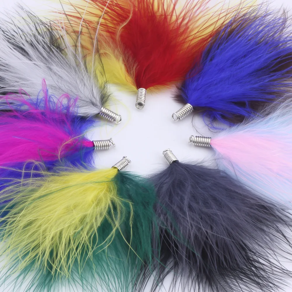 

OlingArt 6pcs/lot 80MM Two color combinations Natural fluffy feathers tassels necklace Earrings tassels DIY Jewelry Making
