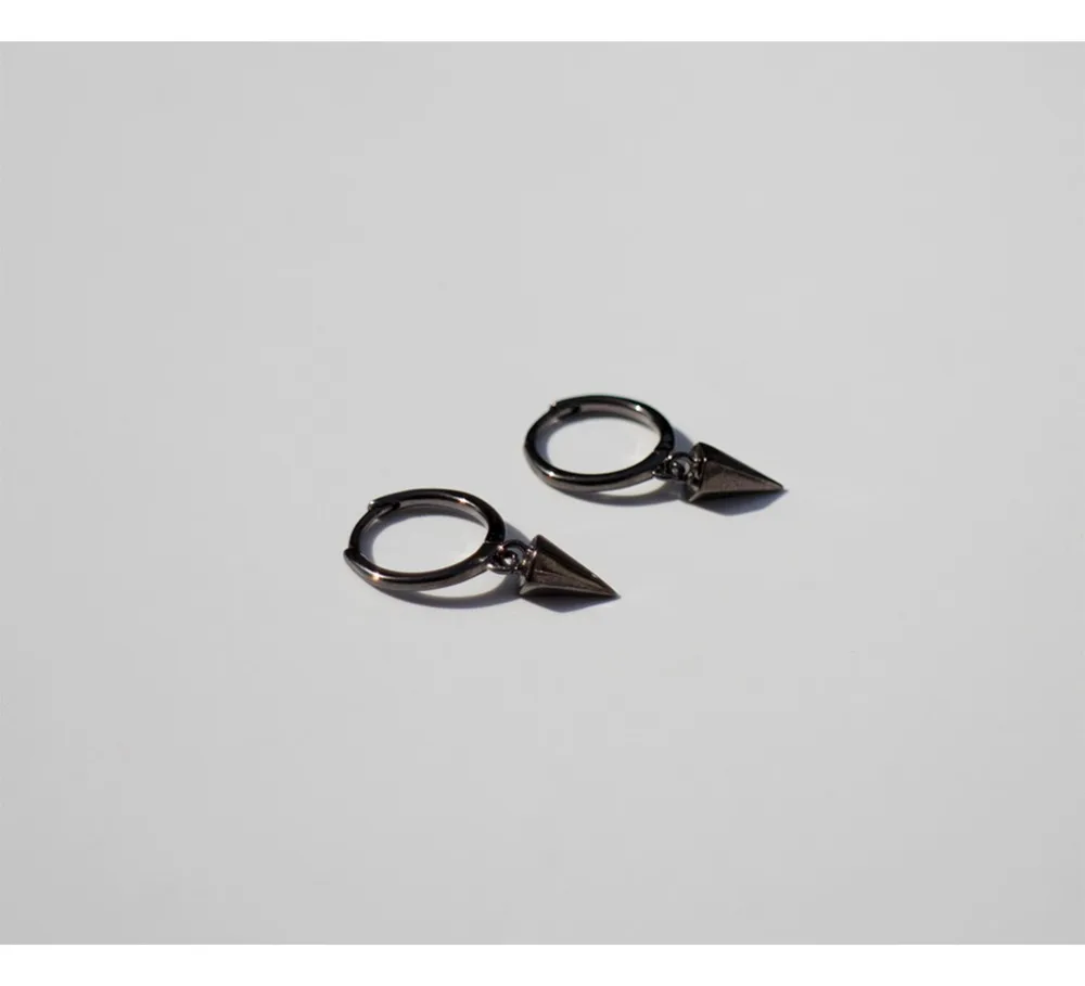 Серьги из стерлингового серебра S925, простая Геометрическая, Шестигранная форма, коническая Ушная кость, Ушная пряжка, панк ветер, дикая, для мужчин и женщин, серебряные серьги, ювелирные изделия