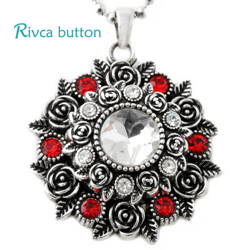 P00638-8 Wholesale Mix Necklace Female's Sweater Fit 18mm Rivca Snap Button Retro snap button Pendant | Украшения и