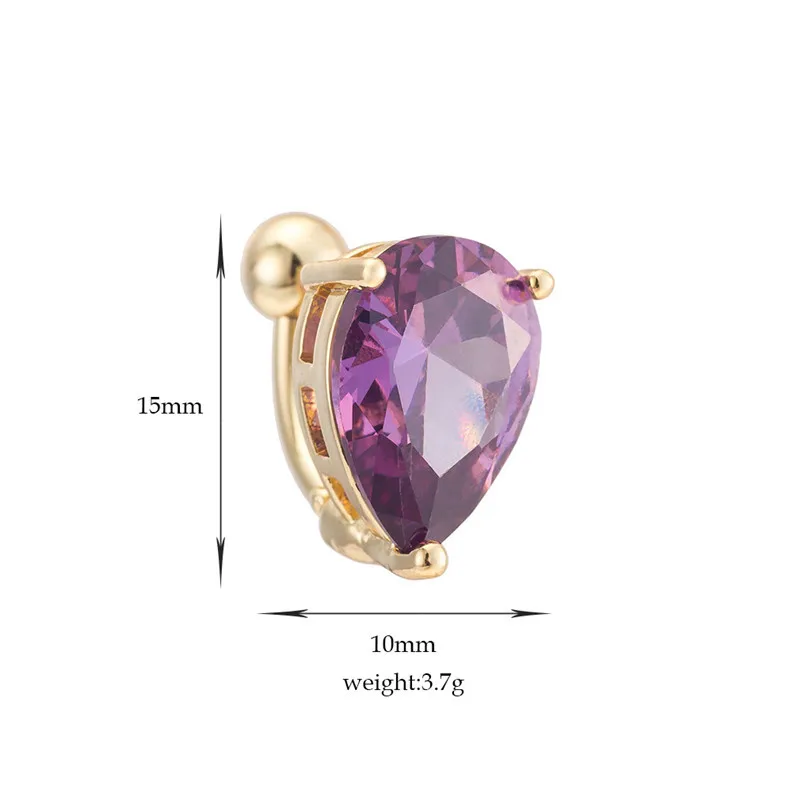 Капли воды розовый/фиолетовый/белый CZ болтаются пупка Бар кольцо позолоченные