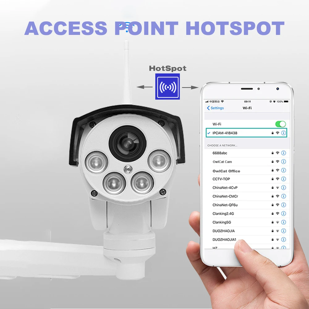 Камера Безопасности 2MP 5MP Bullet WiFi IP камера PTZ 5x оптический зум