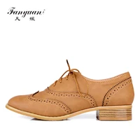 fanyuan oxford flats women shoes concise pointed toe sewing lace up solid flats comfort lady dress oxford heels shoes size 34 43