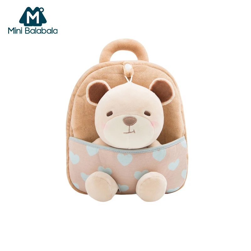 Mini Balabala Kids Backpack 3D Animal Rabbit Bear Plush Cartoon Schoolbag Toddler Boys Girls Kindergarten Children School Bags | Мать и