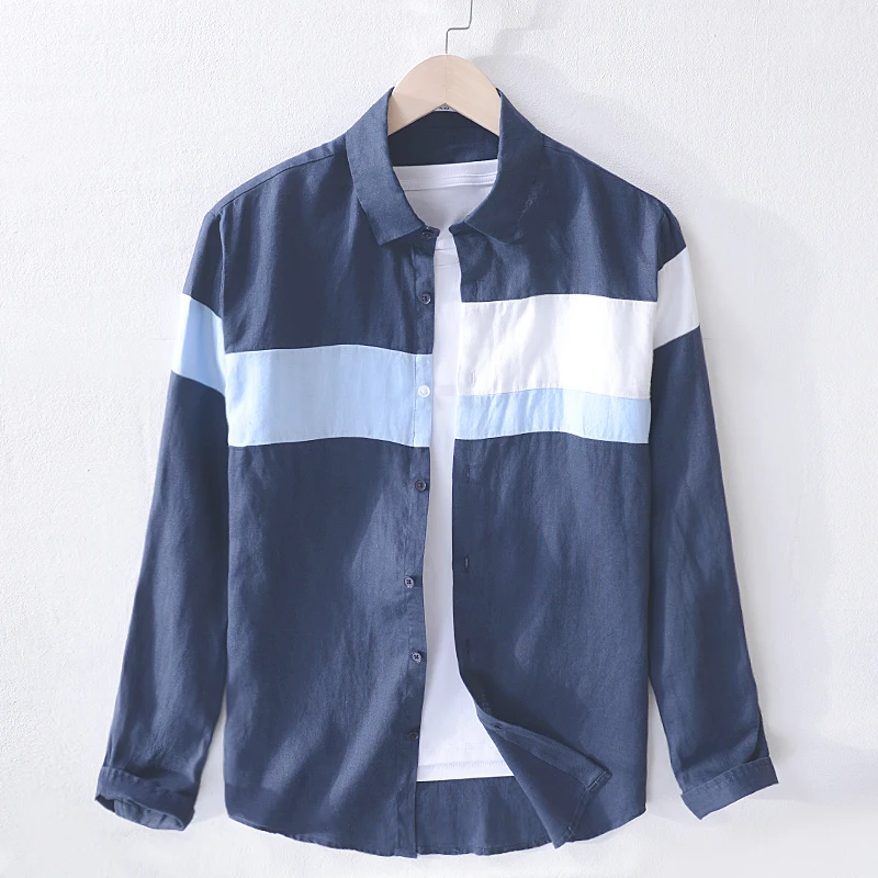 

New arrival Italy style brand long-sleeved pure linen shirt men fashion casual summer shirt mens tops shirts male chemise camisa