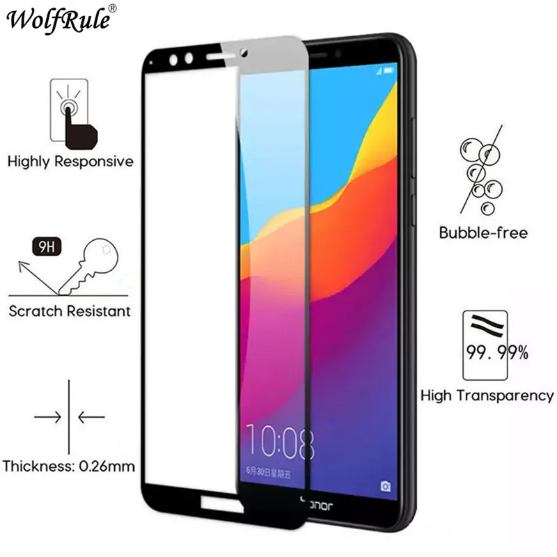 2 шт ЖК-экран протектор для Huawei Y9 2018 полное клеевое стекло FLA-L22 покрытие