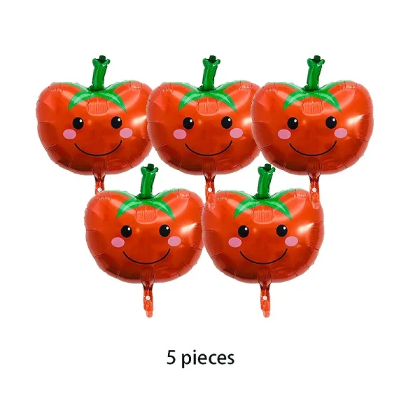 Tomato 5 pieces Шары в виде фруктов овощи гелиевый воздушный шар покрытый фольгой День Рождения украшения дети Клубника морковно-оранжевый цвет Виноград банан Кукуруза яблоко - Цвет: Tomato 5 pieces