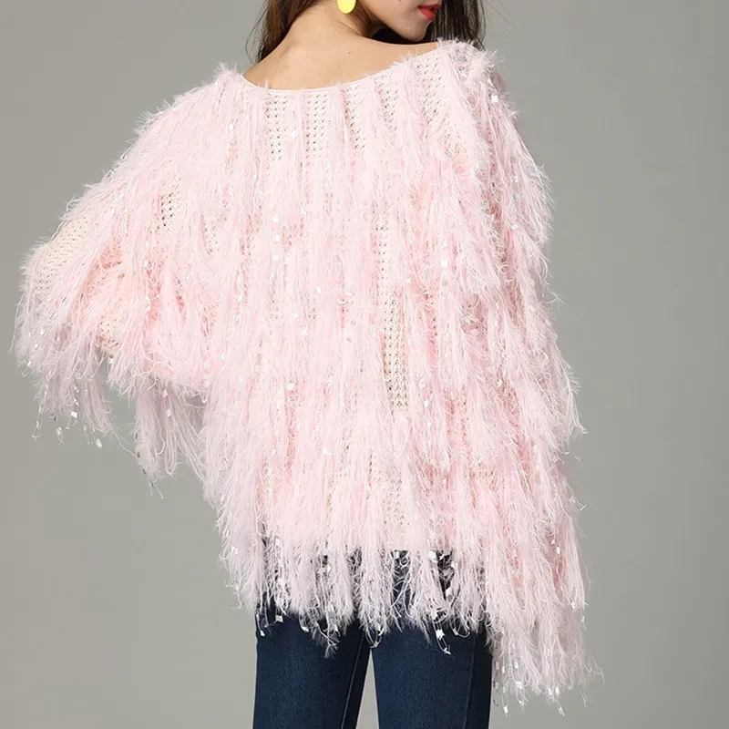 CHICEVER/осень-зима 2018 вязаные пуловеры с кисточками топы женские длинным рукавом