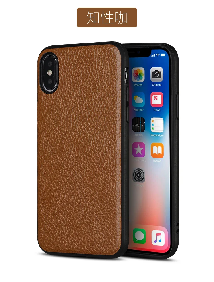 Чехол для телефона для iphone 7 8 чехол из натуральной кожи с текстурой личи для iphone X задняя крышка для iphone 6 6s plus 5s Мягкий силиконовый чехол