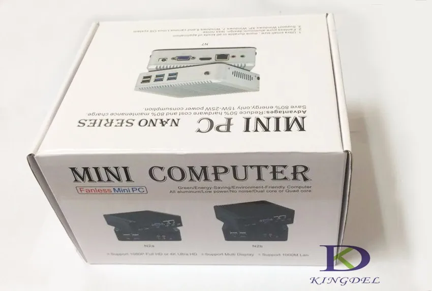 Kingdel windows7 Intel Celeron J1900 Мини ПК 1* порт VGA, 4* LAN порт(RJ-45) 2 ГГц 4 ядра безвентиляторный Миниатюрный Настольный ТВ коробка