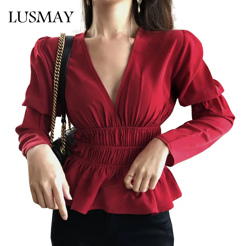 Баской ASOS топы для Для женщин 2018 Новая мода Тонкий Блузка с длинными рукавами