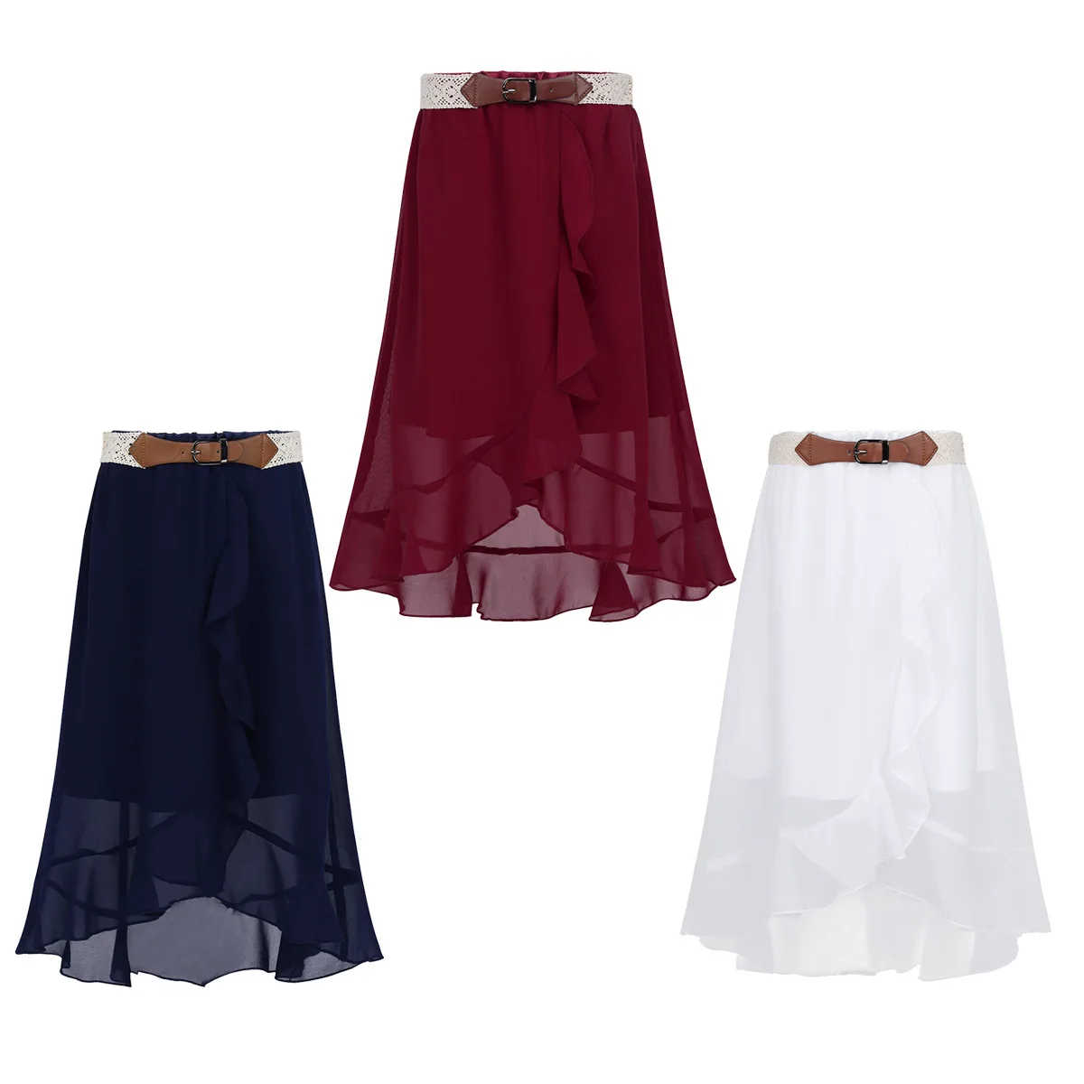 TiaoBug/Детская летняя дышащая шифоновая Асимметричная бальная юбка макси с высоким