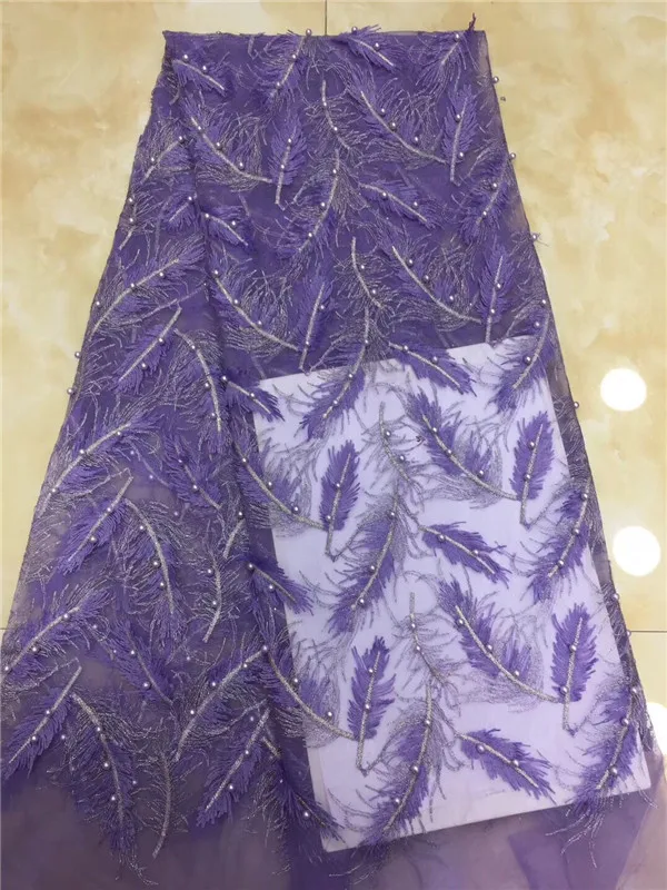 Purple Nigerian French Lace Fabrics 2019 African Tulle Fabric High Quality Wedding For Dress sky blue | Дом и сад