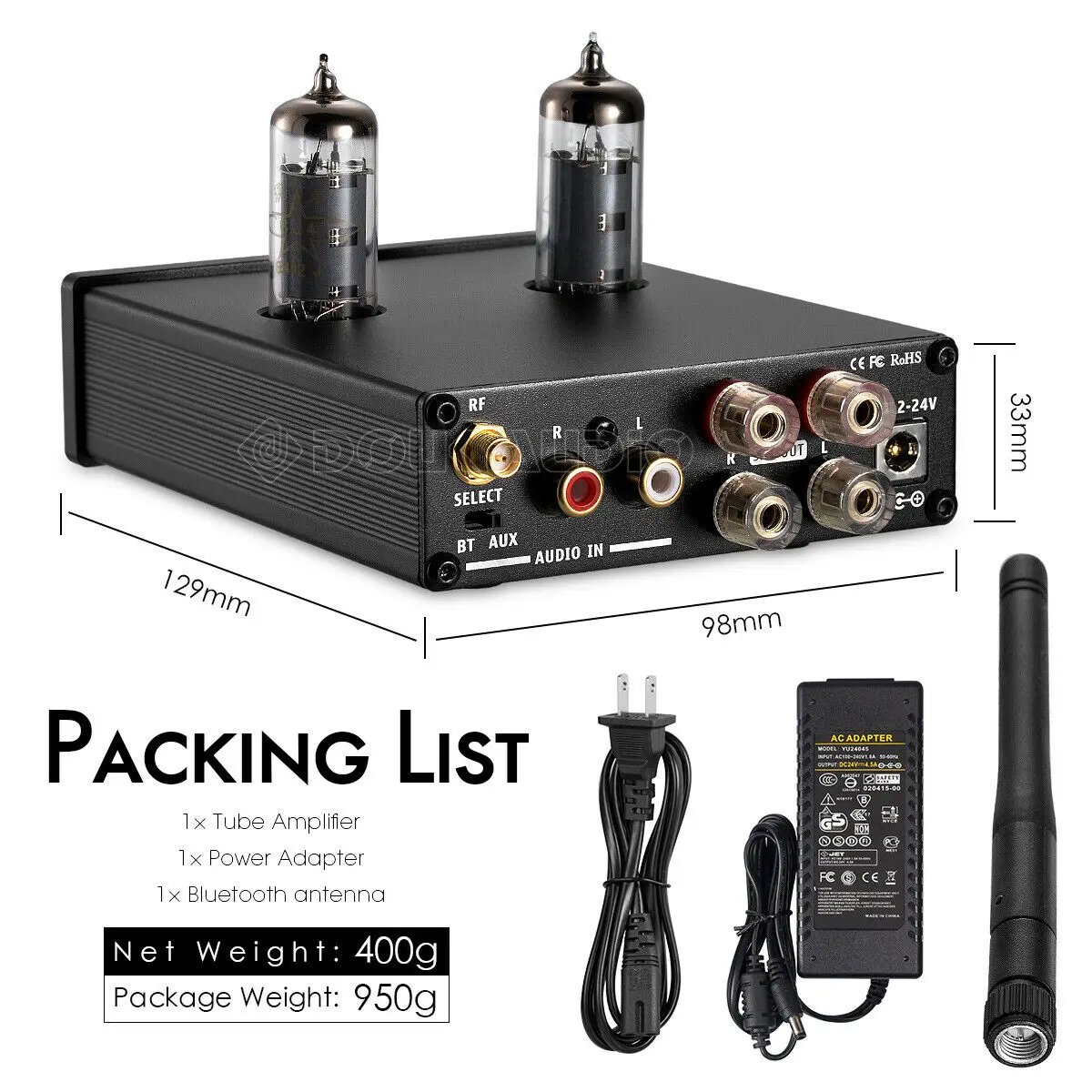 Nobsound HiFi мини TPA3116D2 гибридная трубка, усилитель мощности стерео усилитель для наушников Bluetooth 4,2 приемник 50 Вт* 2