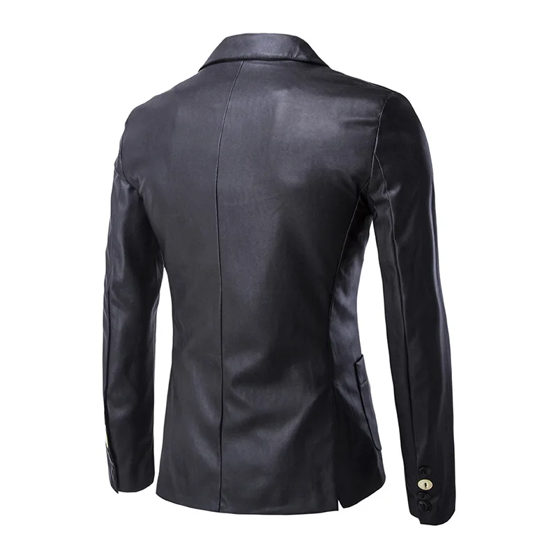 Мужской Блейзер на одной кнопке армейский зеленый из искусственной кожи каждый