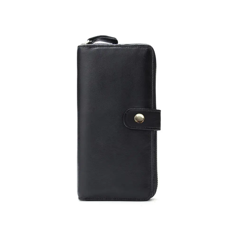 Black wallet JOYIR женский клатч женские кошельки из натуральной кожи кошелек держатель для карт браслет женский длинный кошелек телефон Carteras - Цвет: Black wallet