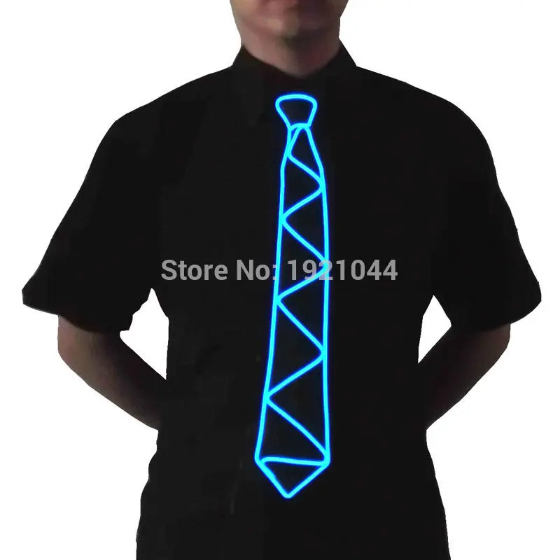 blue 10 стиль мигающий свет вверх светодиодный галстук для шеи светящийся сверкающий EL провод Галстуки для вечерней вечеринки, DJ, бар, Клубное свадебное украшение - Цвет: blue