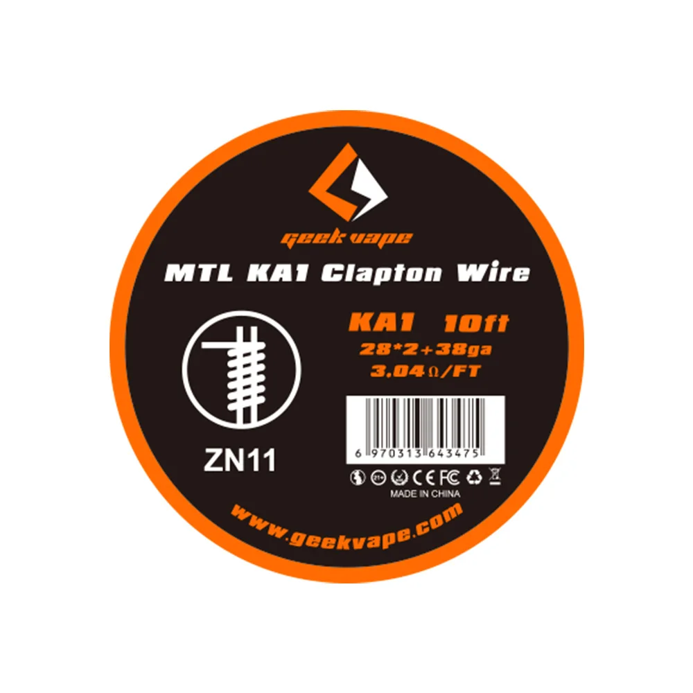 Оригинальный GeekVape MTL Clapton провод 10 футов поставляется с 3 материалами N80 KA1 и SS316L Vape